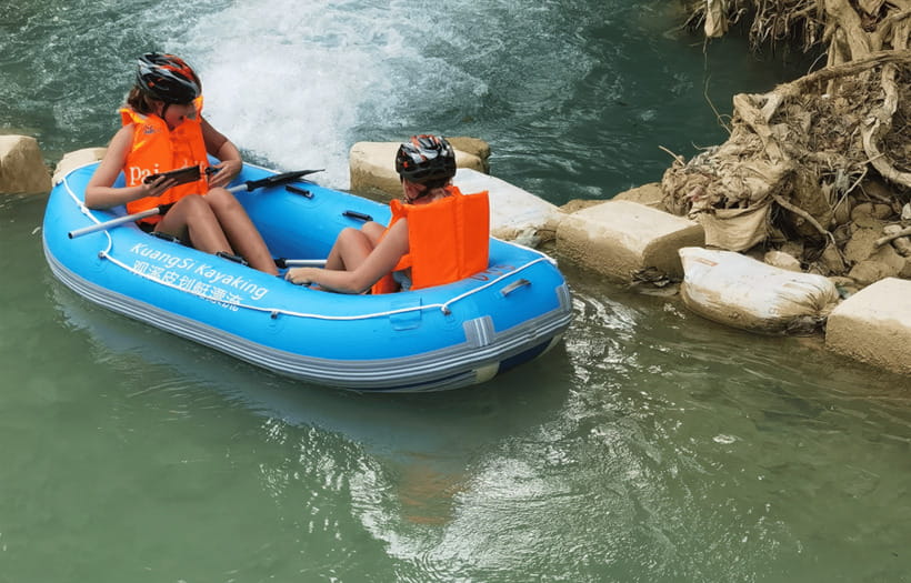 Luang Prabang: Kuang Si Waterfall Jungle Rafting - A short, splashy ride near Kuang Si Waterfall