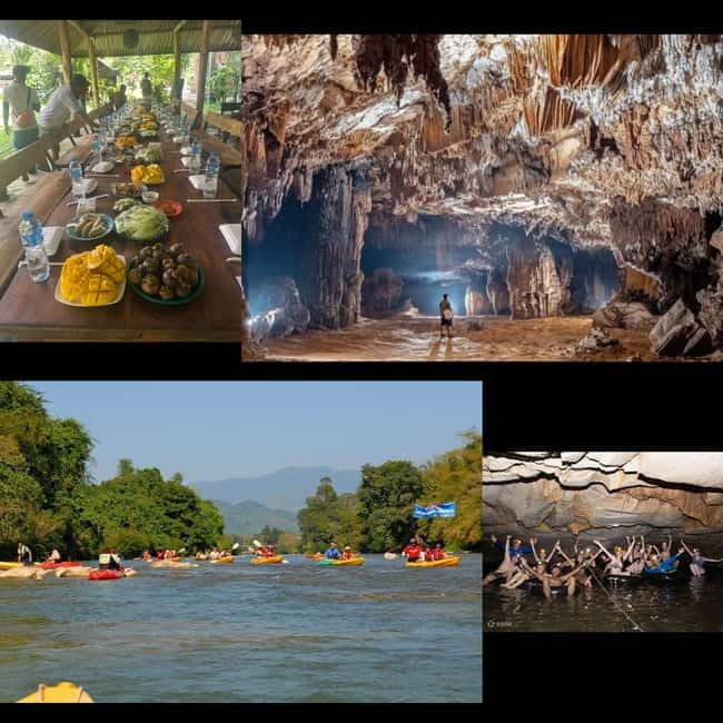 Vang Vieng: Day Tour with Kayaking, Ziplining, and Rafting - Lunch with a local-style meal